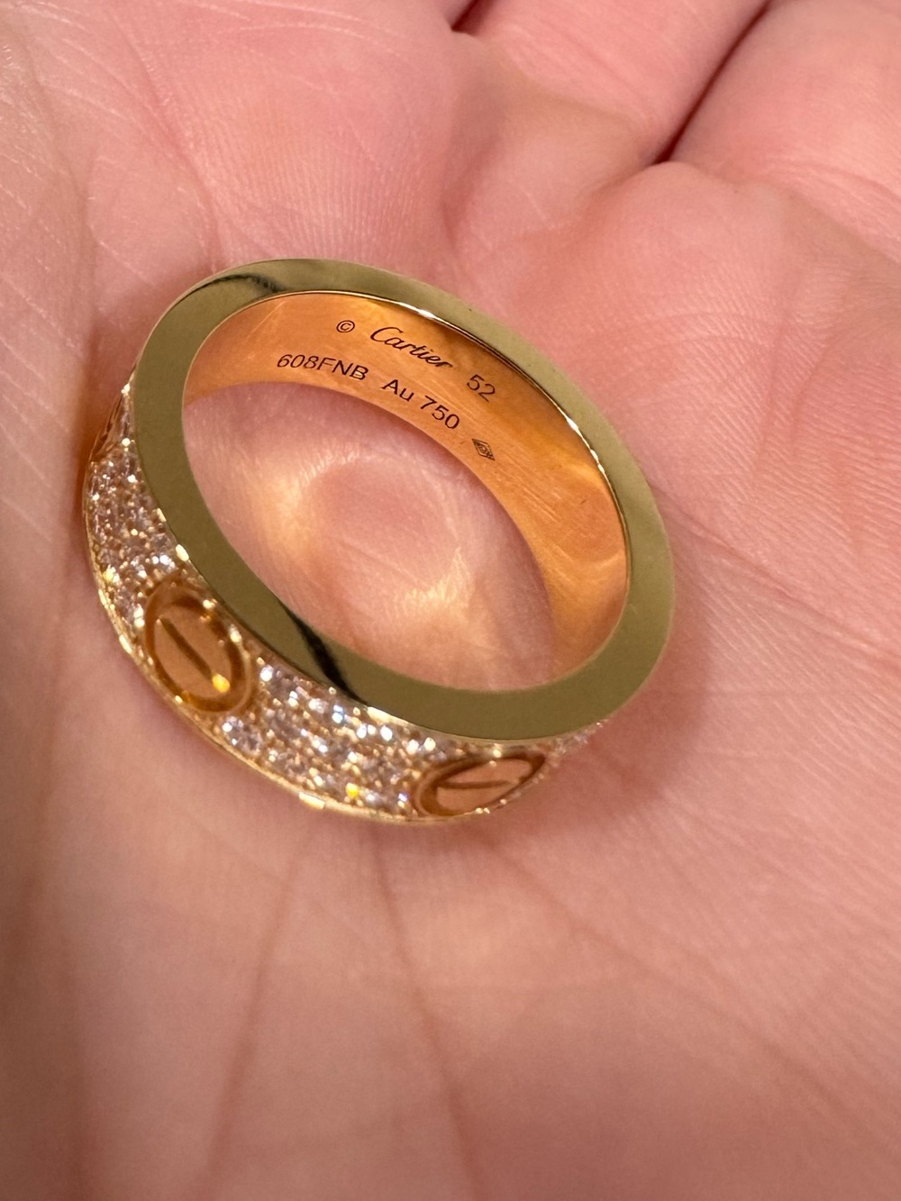 Cartier Yellow Gold Paved Love Ring - Picture 5 of 5